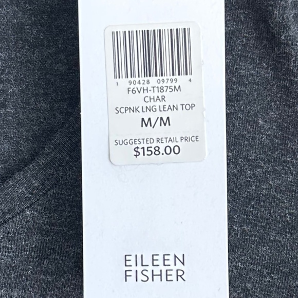 Eileen Fisher Stretch Jersey Long Sleeve Top Charcoal Med Casual Cozy Soft NWT - Picture 6 of 12